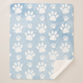 Patroon van poten, witte poten, Waterverven, blauw Sherpa Deken (Voorkant)