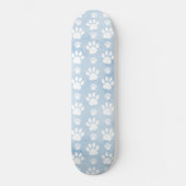 Patroon van poten, witte poten, Waterverven, blauw Skateboard (Voorkant)