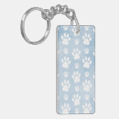 Patroon van poten, witte poten, Waterverven, blauw Sleutelhanger (Voorkant Links)