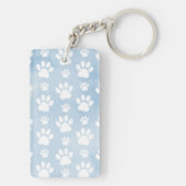 Patroon van poten, witte poten, Waterverven, blauw Sleutelhanger (achterkant)