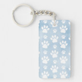 Patroon van poten, witte poten, Waterverven, blauw Sleutelhanger (Voorkant)