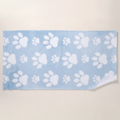 Patroon van poten, witte poten, Waterverven, blauw Strandlaken (Voorkant)