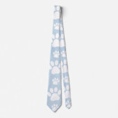 Patroon van poten, witte poten, Waterverven, blauw Stropdas (Voorkant)