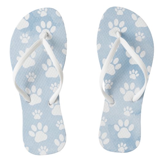 Patroon van poten, witte poten, Waterverven, blauw Teenslippers (Voetbed)