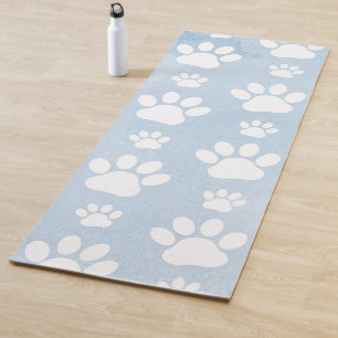 Patroon van poten, witte poten, Waterverven, blauw Yogamat
