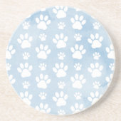 Patroon van poten, witte poten, Waterverven, blauw Zandsteen Onderzetter (Voorkant)