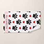 Patroon van poten, zwarte poten, rode harten, Jouw Bad Handdoek (Handdoek)