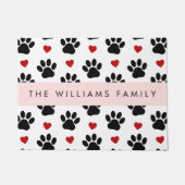 Patroon van poten, zwarte poten, rode harten, Jouw Deurmat (Voorkant)