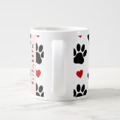 Patroon van poten, zwarte poten, rode harten, Jouw Extra Grote Beker (Achterkant)