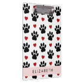 Patroon van poten, zwarte poten, rode harten, Jouw Klembord (Rechts)