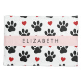 Patroon van poten, zwarte poten, rode harten, Jouw Kussensloop (Achterkant)