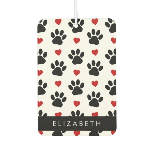 Patroon van poten, zwarte poten, rode harten, Jouw Luchtverfrisser (Voorkant)