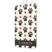 Patroon van poten, zwarte poten, rode harten, Jouw Luchtverfrisser (Links)