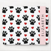 Patroon van poten, zwarte poten, rode harten, Jouw Muismat (Voorkant)
