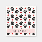 Patroon van poten, zwarte poten, rode harten, Jouw Servet (Voorkant)