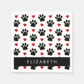 Patroon van poten, zwarte poten, rode harten, Jouw Servet (Voorkant)