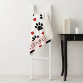 Patroon van poten, zwarte poten, rode harten, Jouw Sherpa Deken (In situ)