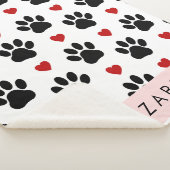 Patroon van poten, zwarte poten, rode harten, Jouw Sherpa Deken (3/4)