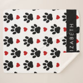 Patroon van poten, zwarte poten, rode harten, Jouw Sherpa Deken (Voorkant (horizontaal))