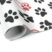 Patroon van poten, zwarte poten, rode poten, harte cadeaupapier (Rol Hoek)