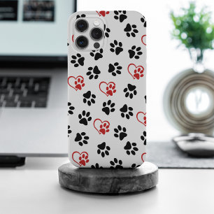 Patroon van poten, zwarte poten, rode poten, harte iPhone 15 pro max hoesje