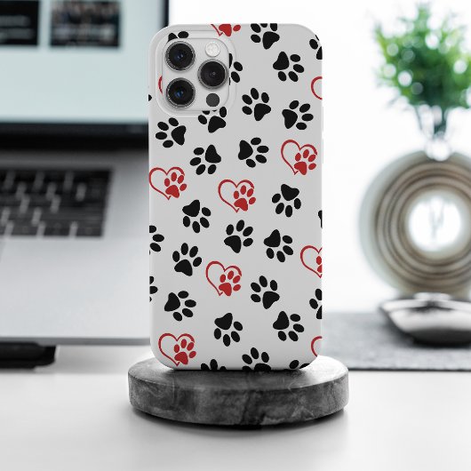 Patroon van poten, zwarte poten, rode poten, harte Case-Mate iPhone case