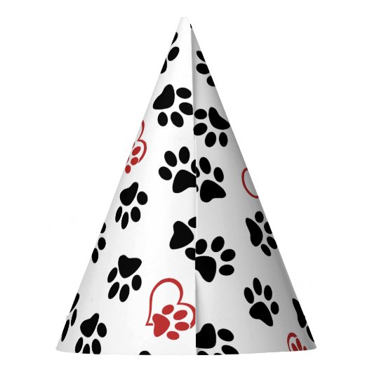 Patroon van poten, zwarte poten, rode poten, harte feesthoedjes (Achterkant)