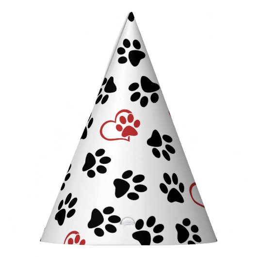 Patroon van poten, zwarte poten, rode poten, harte feesthoedjes (Links)