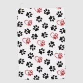 Patroon van poten, zwarte poten, rode poten, harte golfhanddoek (Voorkant)