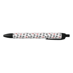 Patroon van poten, zwarte poten, rode poten, harte inkt pen