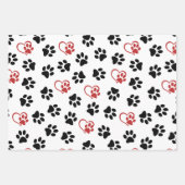 Patroon van poten, zwarte poten, rode poten, harte inpakpapier vel (Voorkant 2)