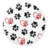 Patroon van poten, zwarte poten, rode poten, harte keramische knop (Voorkant)