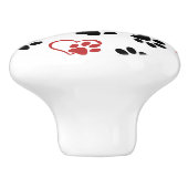 Patroon van poten, zwarte poten, rode poten, harte keramische knop (Zijkant)