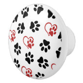 Patroon van poten, zwarte poten, rode poten, harte keramische knop (Rechts)