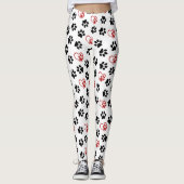 Patroon van poten, zwarte poten, rode poten, harte leggings (Voorkant)