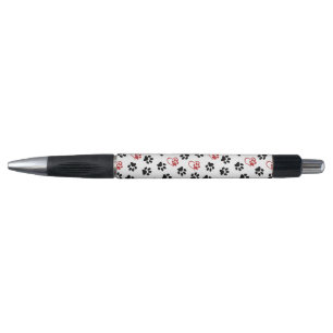 Patroon van poten, zwarte poten, rode poten, harte pen