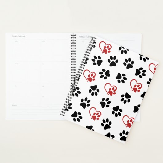 Patroon van poten, zwarte poten, rode poten, harte planner (Display)