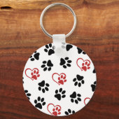 Patroon van poten, zwarte poten, rode poten, harte sleutelhanger (Voorkant)