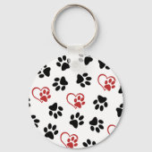 Patroon van poten, zwarte poten, rode poten, harte sleutelhanger (Achterkant)