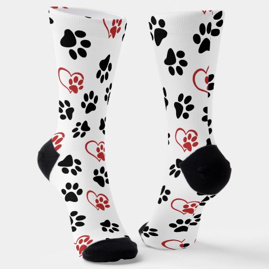 Patroon van poten, zwarte poten, rode poten, harte sokken (Gebogen)