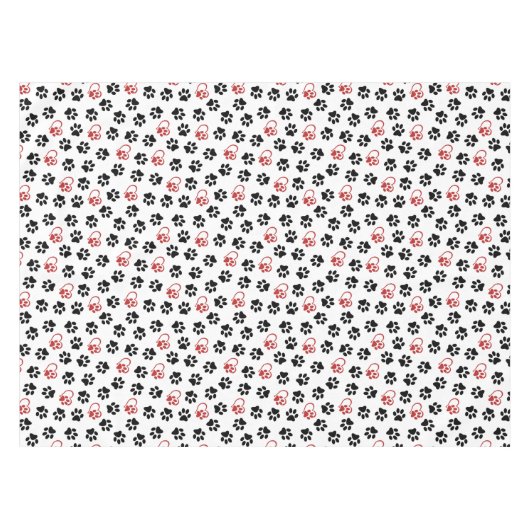 Patroon van poten, zwarte poten, rode poten, harte tafelkleed (Voorkant (Horizontaal))