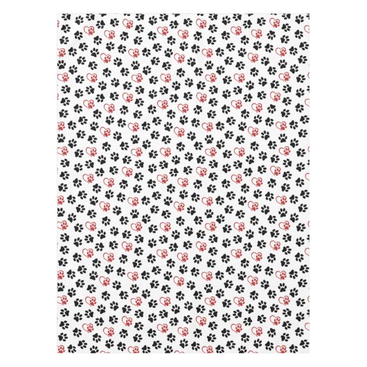 Patroon van poten, zwarte poten, rode poten, harte tafelkleed (Voorkant)