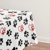 Patroon van poten, zwarte poten, rode poten, harte tafelkleed (Voorbeeld)