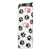 Patroon van poten, zwarte poten, rode poten, harte thermosbeker (Gedraaid links)