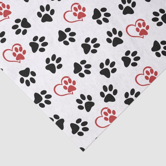 Patroon van poten, zwarte poten, rode poten, harte tissuepapier (Detail)