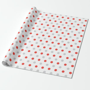 Patroon van rood en grijs met polka-stippen cadeaupapier