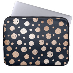 patroon van roos goud en zwarte stippen laptop sleeve