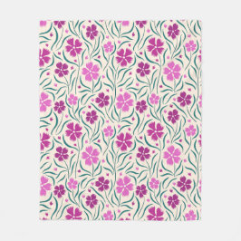 Patroon van roze bloemen en groene bladeren fleece deken