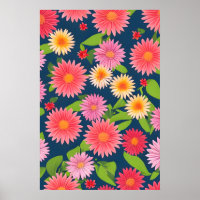 Patroon van roze bloemen, retro stijl