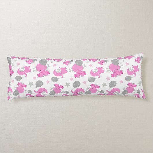 Patroon van roze olifanten, luifantennepalen, ster lichaamskussen (Achterkant)